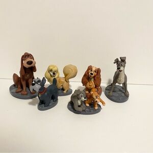 Disney Store Lady and the Tramp Figure Lot of 6 PVC Cake Topper